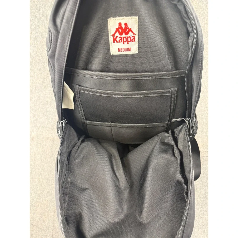 Kappa Backpack Unisex Medium Black Polyester Sport Bungee Logo Y2K Streetwear